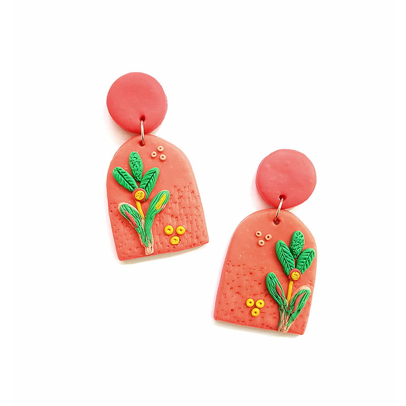 Pink Ruby Diamond Wave Earrings