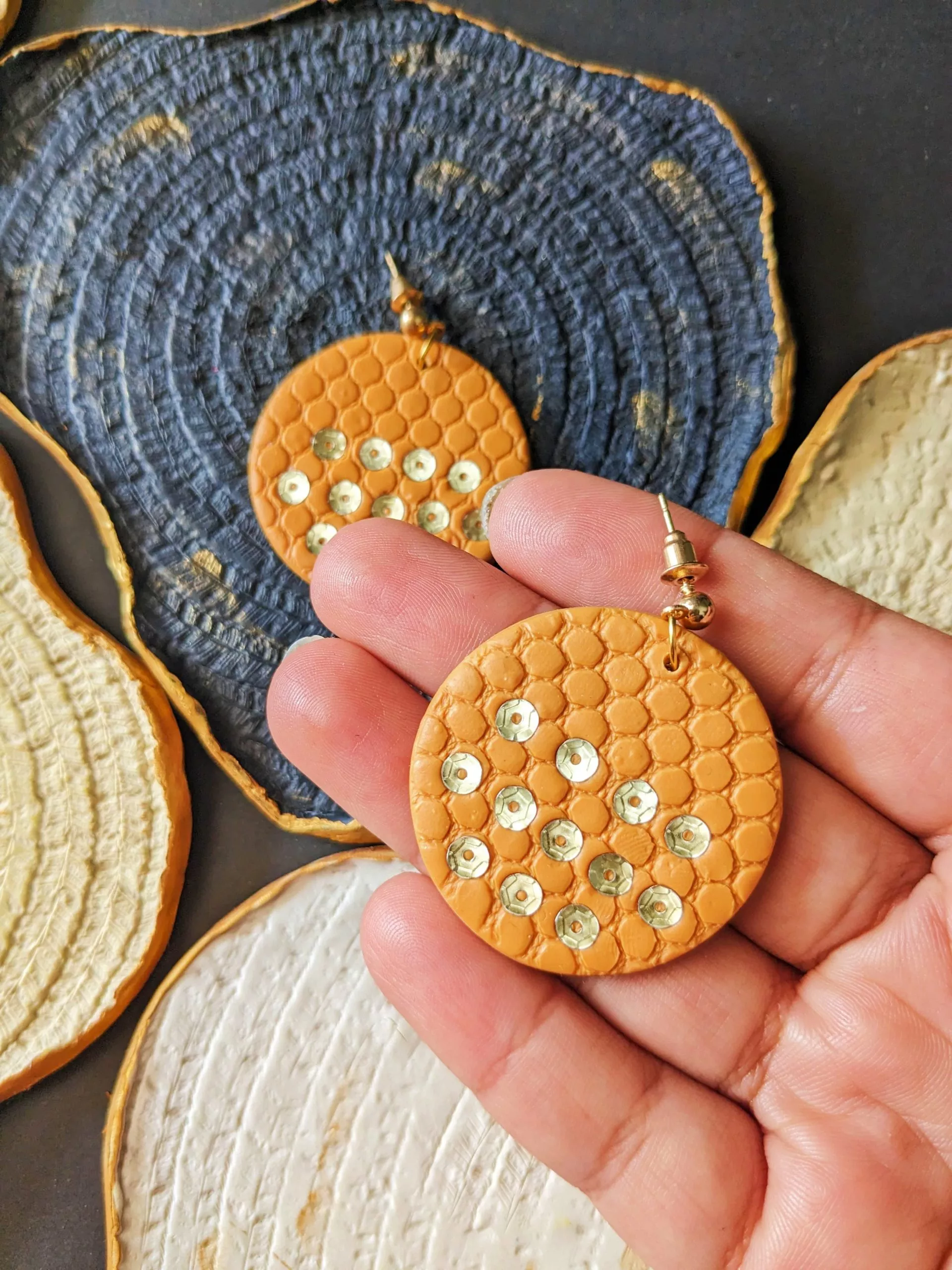 Round Sequin Dangle Earrings (Multiple Color)