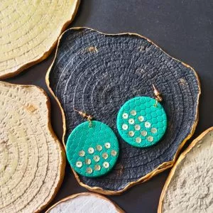 Round Sequin Dangle Earrings (Turquoise Color)