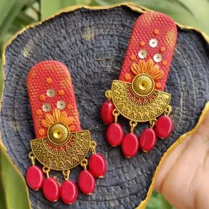 Archway Ethnic Bead Drop Jhumka Earrings. Made with polymer clay, these long beaded earrings are perfect to semi-formal occasions such as Eid or family dinner