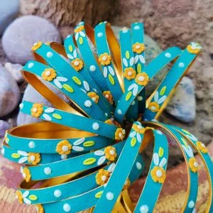 Unique Embellished Fusion Bangles in Ferozi