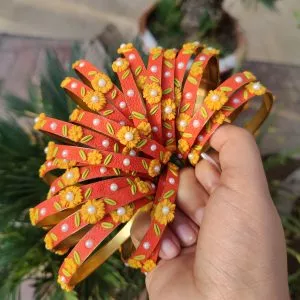 Unique Embellished Fusion Bangles in Orange and Yellow
