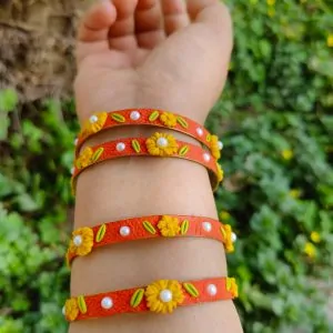 orange and yellow daisy bangles