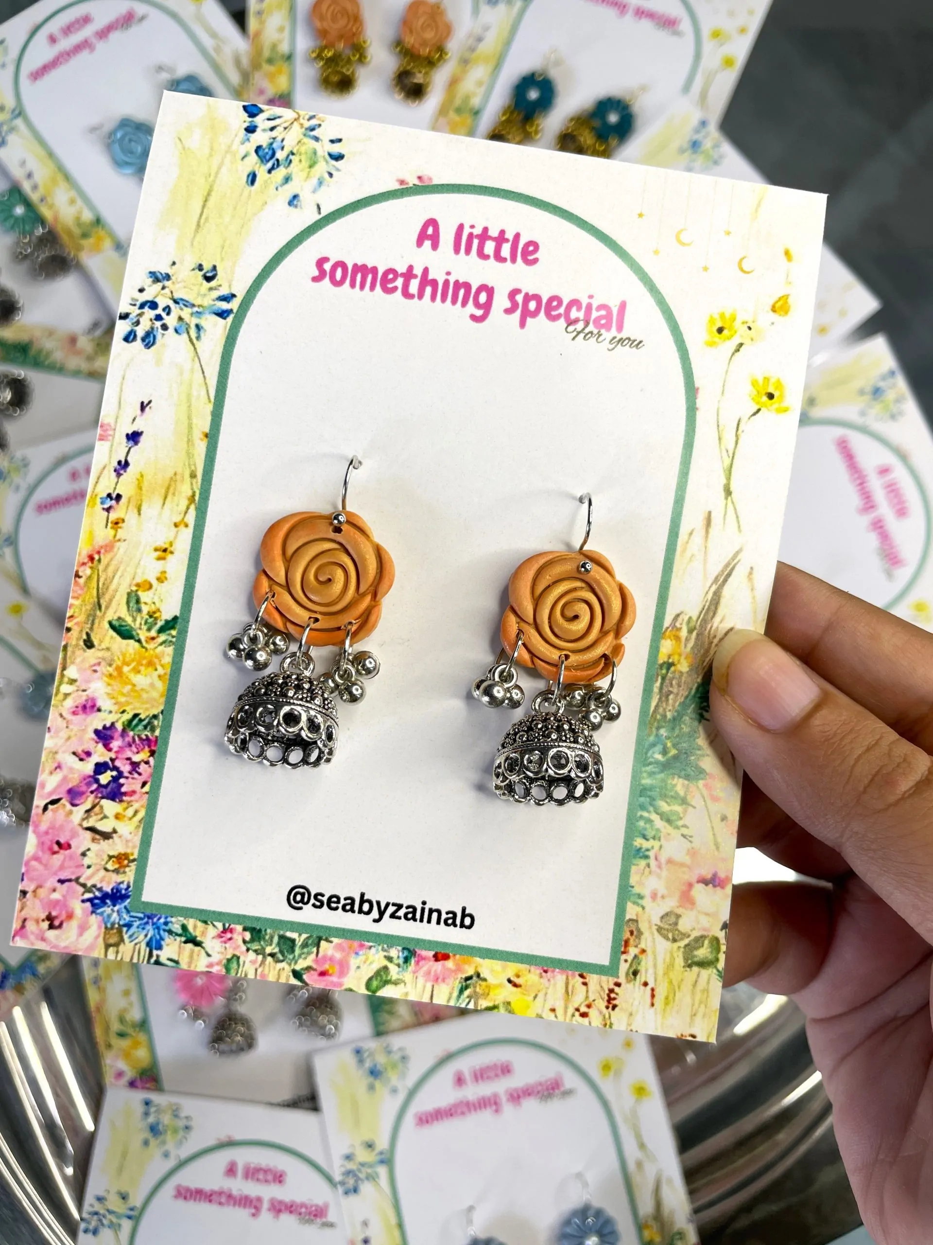 peach orange rose jhumka