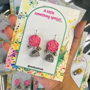 pink rose jhumki