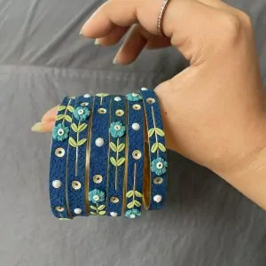 Bohemian Handcrafted Floral Bangle Set ( Size 2 , 2.25 , 2.5 )