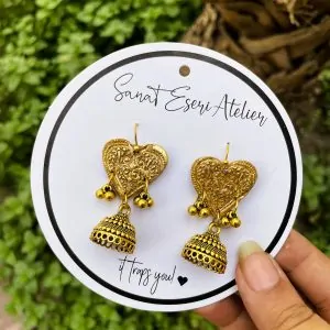 gold hear earrings